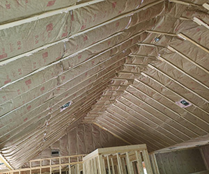 Fiberglass in a vaulted ceiling.