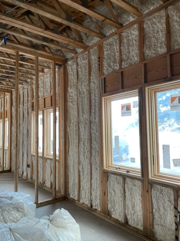 open cell spray foam insulation installed in a church