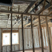 open cell spray foam insulation installed in a church